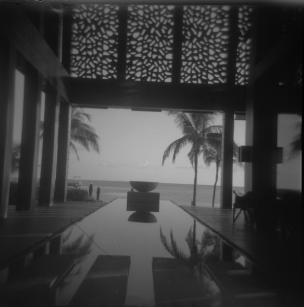 Small photo of Fountain near entrace to the bar